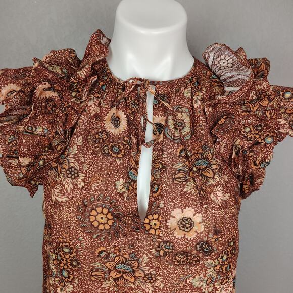 Ulla Johnson Ruffle Sleeveless Floral Elisa In Rosebud Top Size 2 - Picture 9 of 16